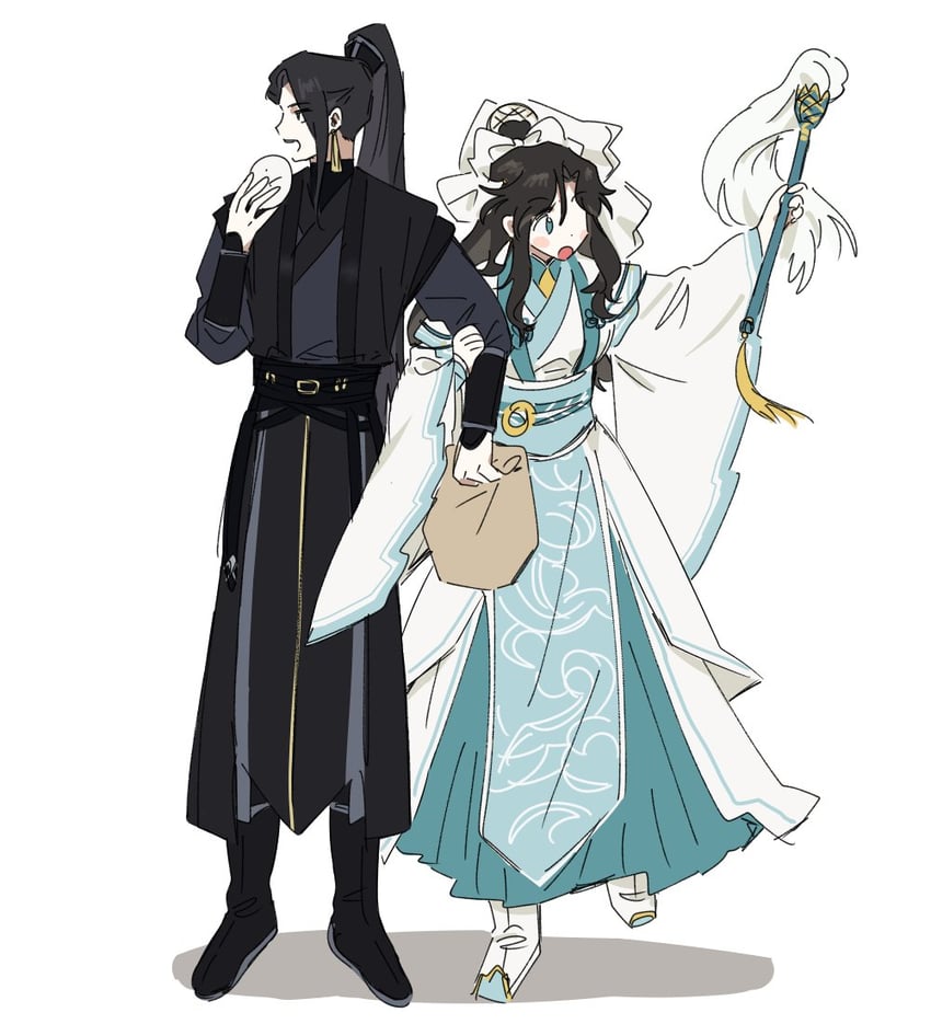 shi qingxuan and ming yi (tianguan cifu) drawn by bujang