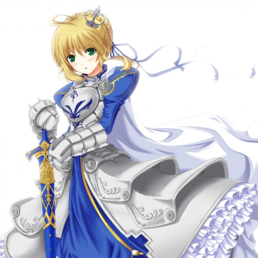 artoria pendragon and saber (fate and 1 more) drawn by hoshino_sora and kuroneko_(fragrant_olive)