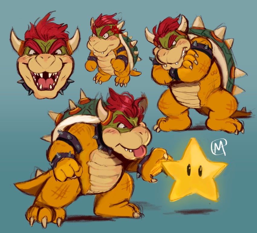bowser (mario and 1 more) drawn by ama_(amasc0met)
