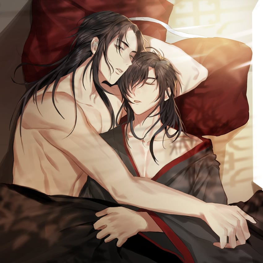 wei wuxian and lan wangji (modao zushi) drawn by jujeop