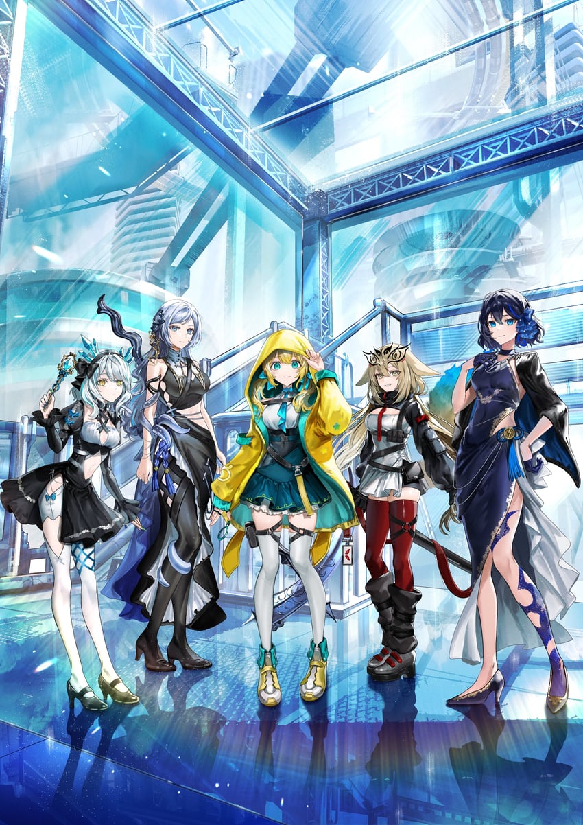 suzukaze shitora, wadatsumi yohira, yashiro neru, kotaki rairi, and harusame yuni (shinengumi) drawn by gawako