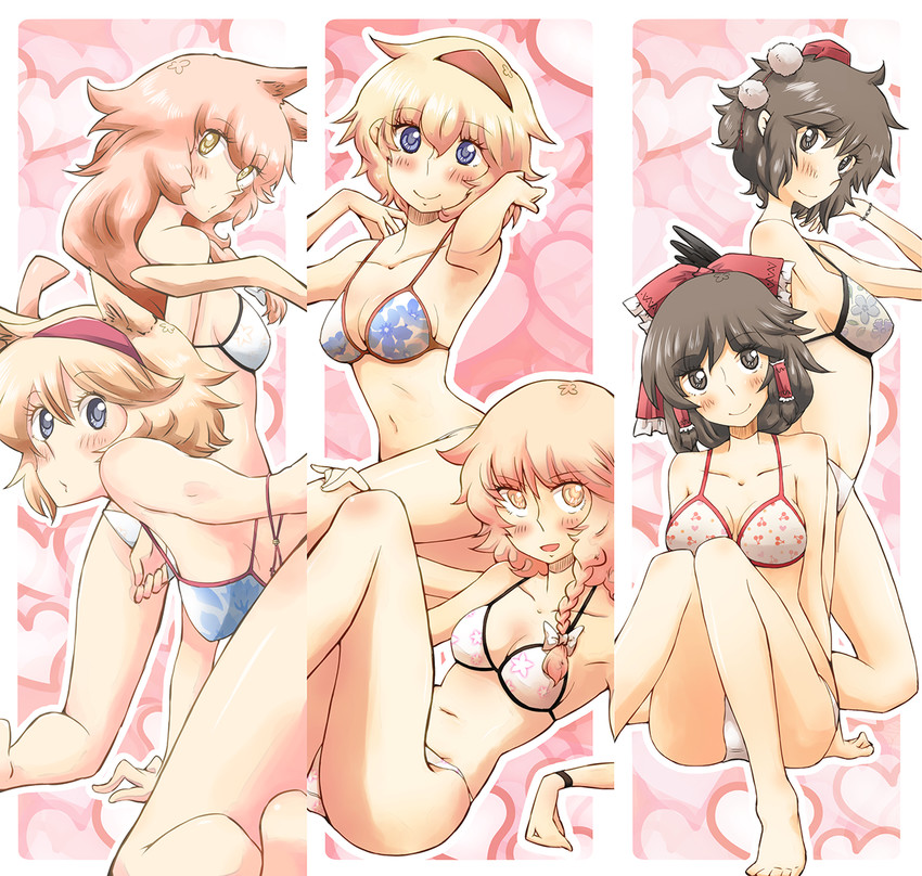 hakurei reimu, kirisame marisa, alice margatroid, and shameimaru aya (touhou) drawn by non_(z-art)