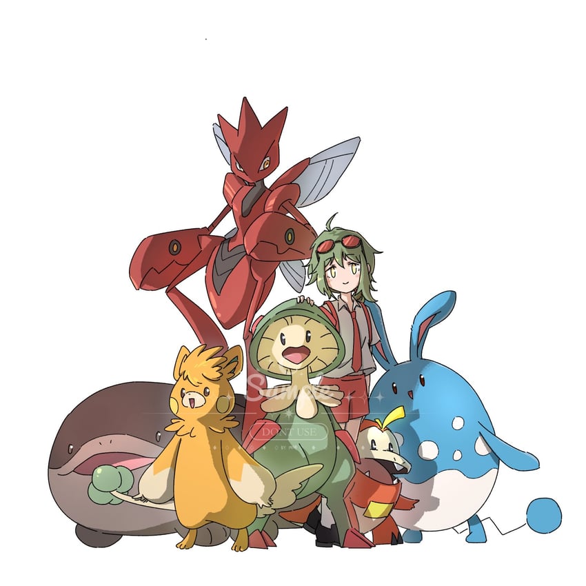 fuecoco, clodsire, scizor, azumarill, pawmot, and 1 more (pokemon and 1 more) drawn by robinlovesop