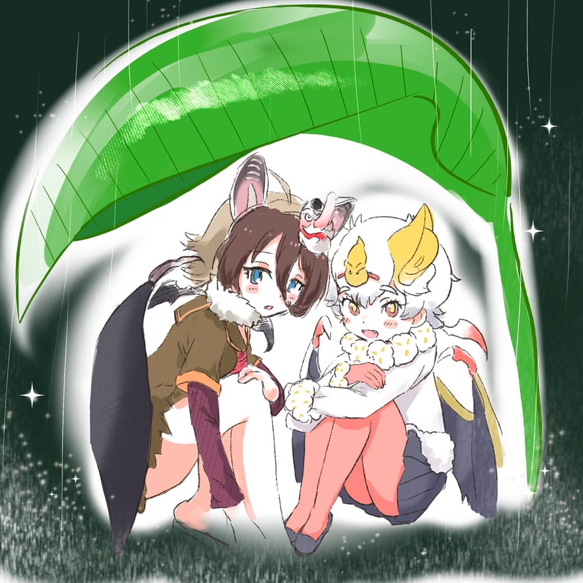 hilgendorf's tube-nose bat and honduran white bat (kemono friends) drawn by ieinu_account