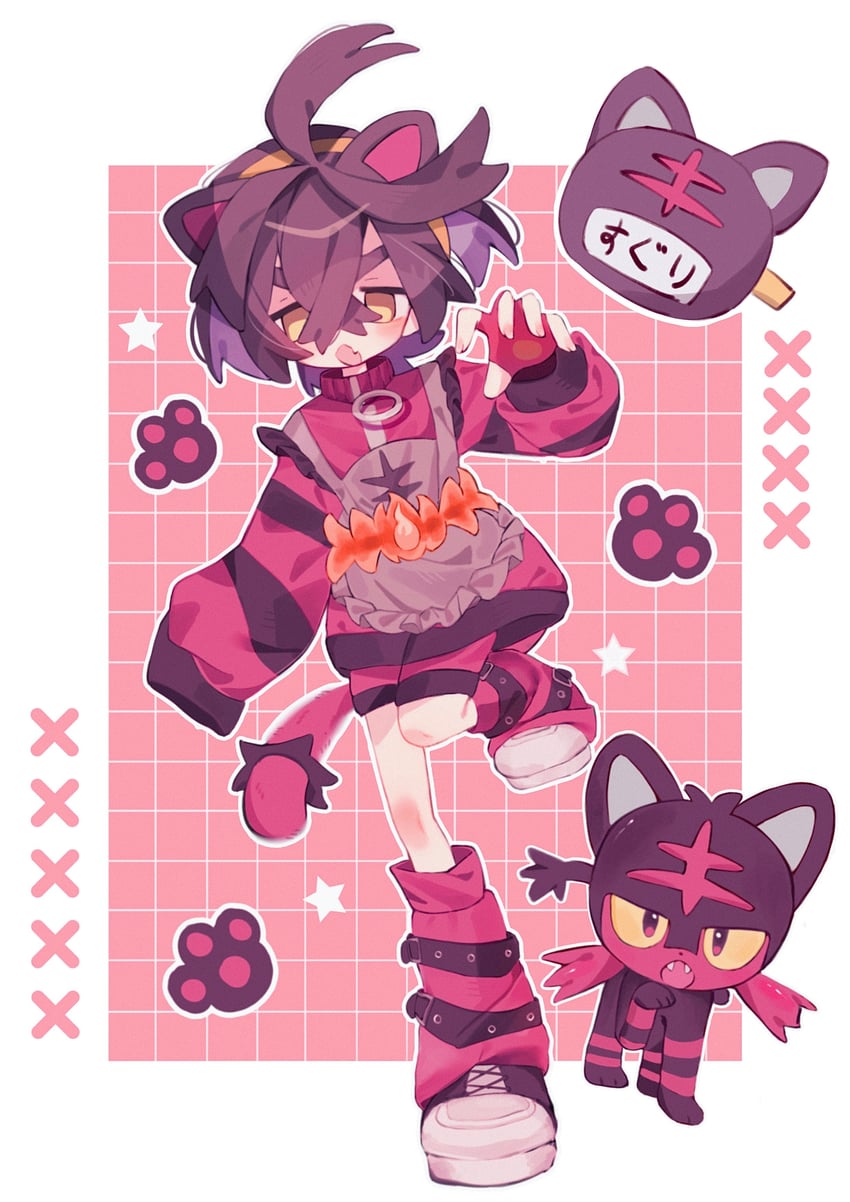 kieran and litten (pokemon and 1 more) drawn by r127125