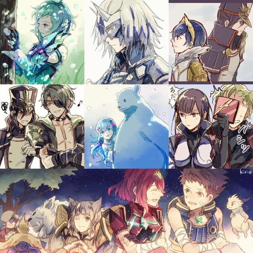 pyra, nia, rex, morag ladair, poppi, and 11 more (xenoblade chronicles and 1 more) drawn by kro