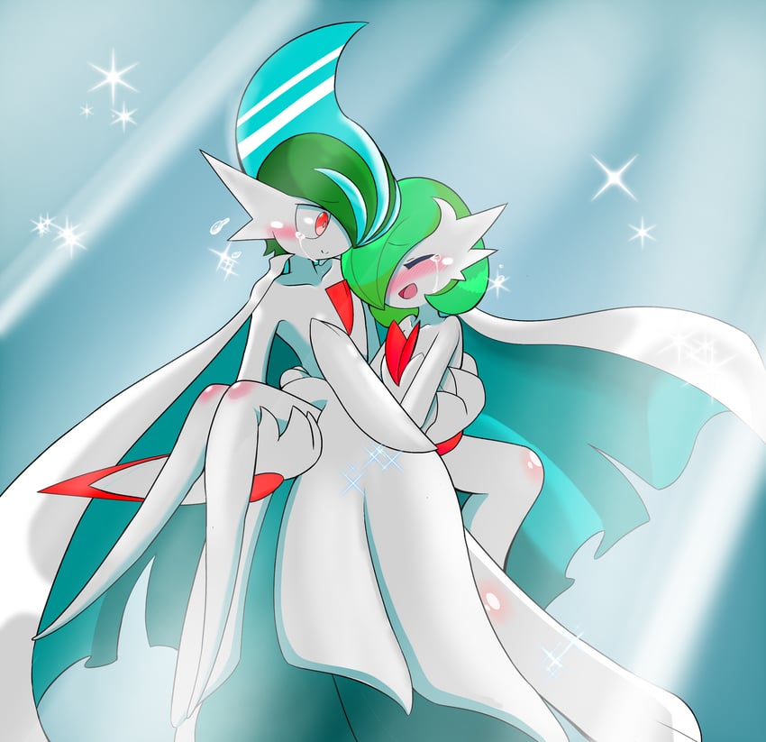gardevoir, mega gardevoir, gallade, and mega gallade (pokemon) drawn by kanimiso_na_double