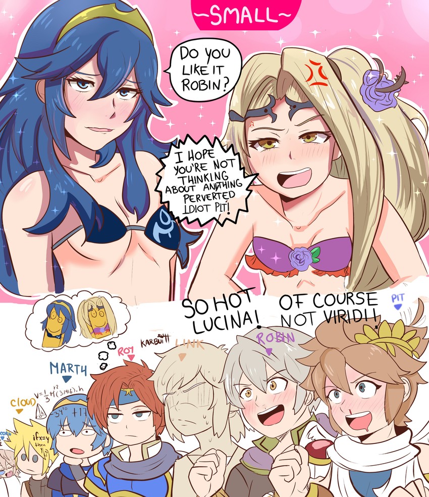 link, cloud strife, lucina, male robin, pit, and 5 more (fire emblem and 12 more) drawn by karbuitt
