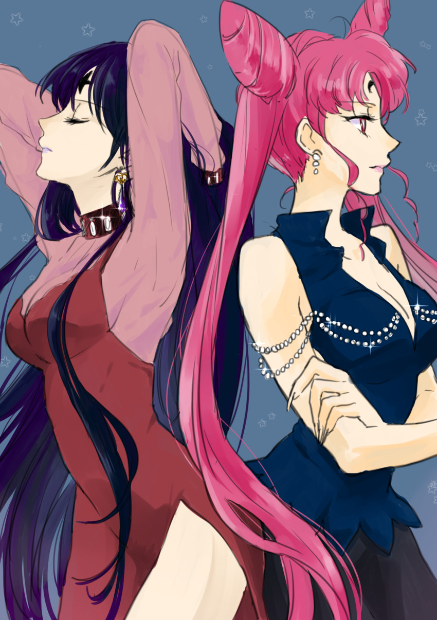 chibi usa, tomoe hotaru, black lady, and mistress 9 (bishoujo senshi sailor moon and 2 more) drawn by sakkinryoku