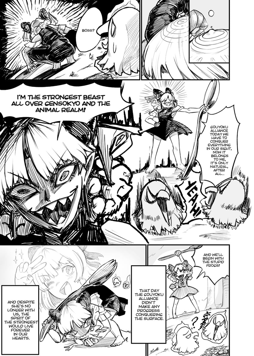 cirno, toutetsu yuuma, and eagle spirit (touhou and 1 more) drawn by axel_hi