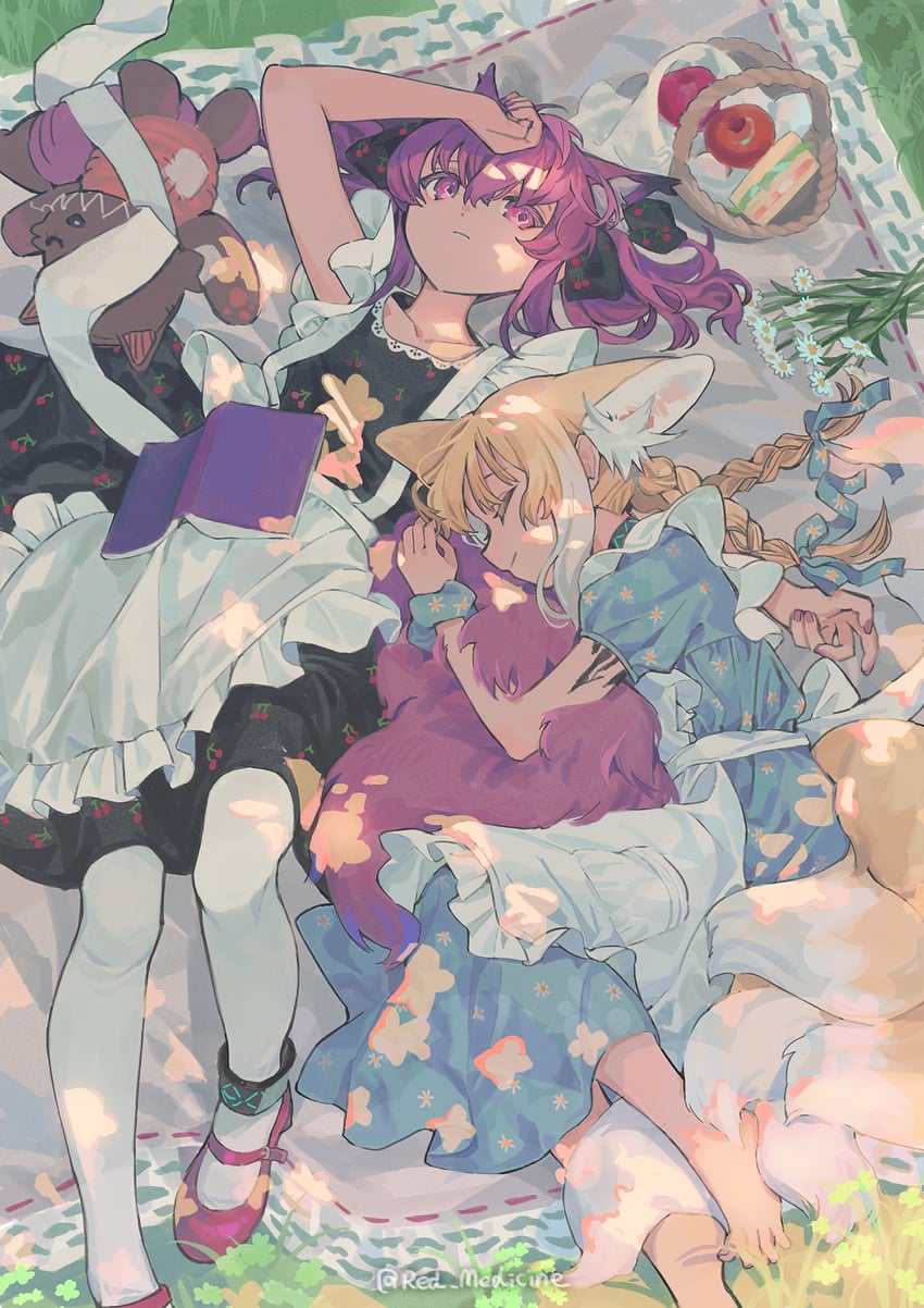 suzuran, shamare, and morte (arknights) drawn by red_medicine
