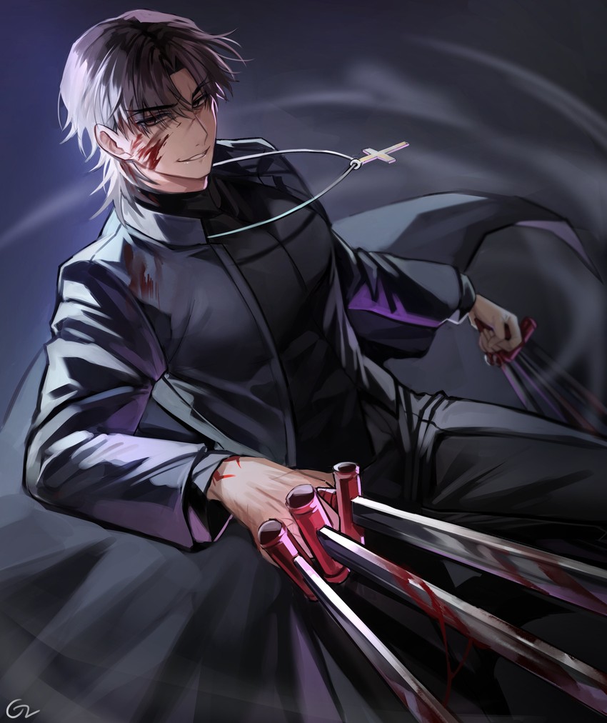 kotomine kirei (fate and 1 more) drawn by rijjin