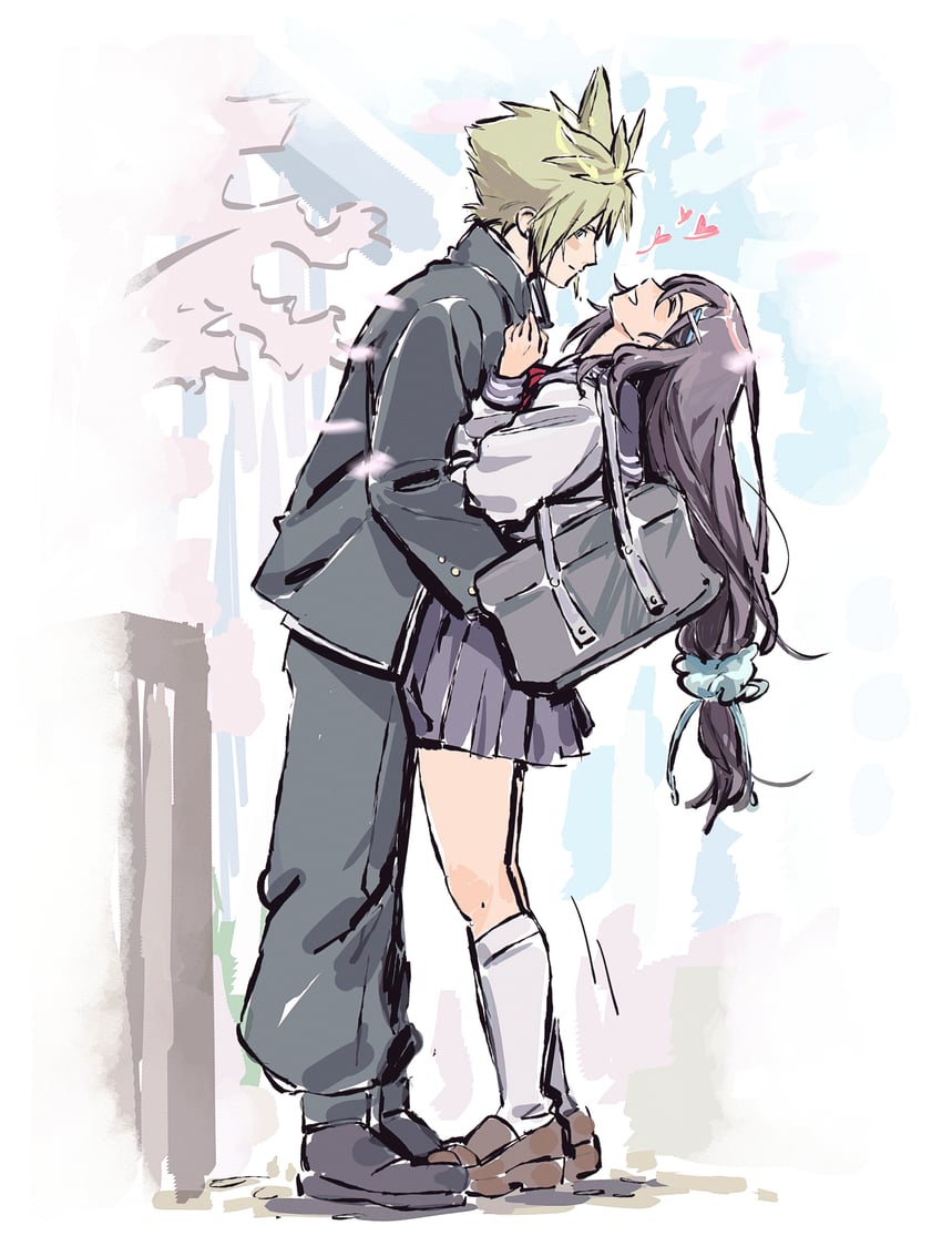 tifa lockhart and cloud strife (final fantasy and 2 more) drawn by morgengischt