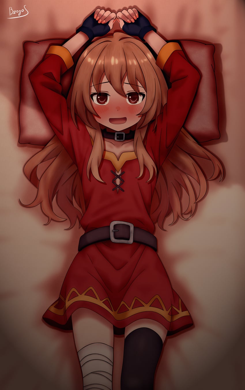 megumin and aisaka taiga (kono subarashii sekai ni shukufuku wo! and 1 more) drawn by bzogo