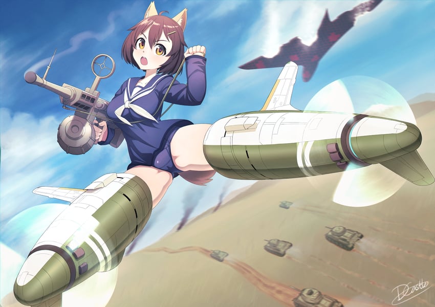 karibuchi hikari and neuroi (world witches series and 1 more) drawn by dragoncastle