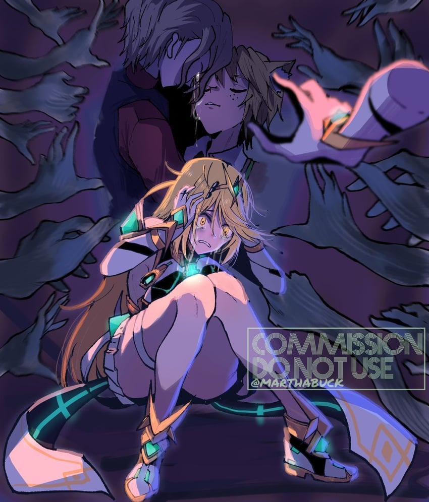 mythra, mikhail, and milton (xenoblade chronicles and 2 more) drawn by marthabucks