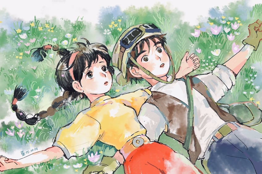 sheeta and pazu (tenkuu no shiro laputa) drawn by icejiinhalamy