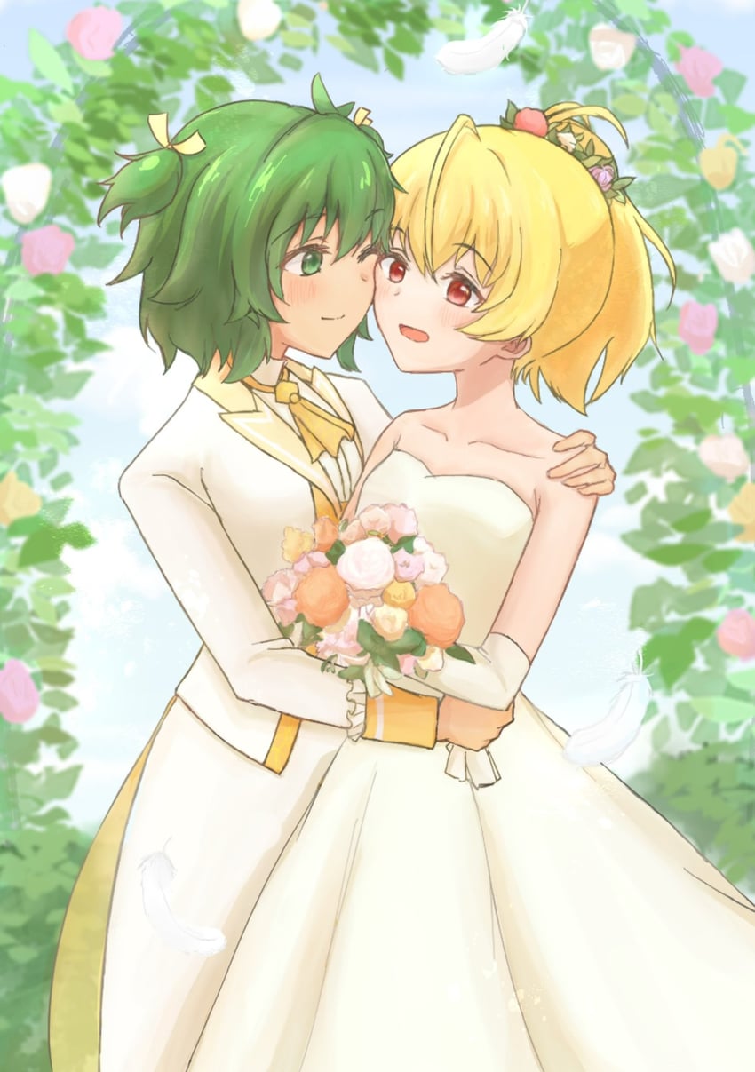 ando tazusa and yoshimura thi mai (assault lily) drawn by marukame_ten