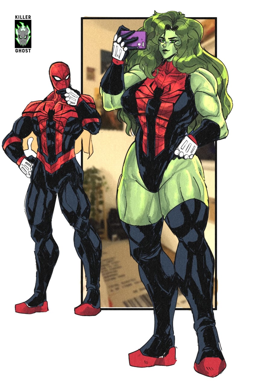 spider-man, she-hulk, and jennifer walters (marvel and 1 more) drawn by lordkillerghost