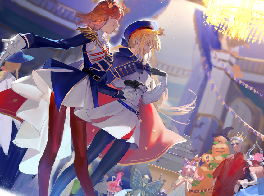 artoria pendragon, mash kyrielight, fujimaru ritsuka, artoria caster, oberon, and 6 more (fate and 1 more) drawn by ubwmitekure