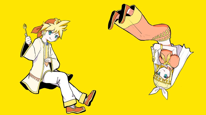 kagamine rin and kagamine len (vocaloid and 1 more) drawn by pinocchio-p
