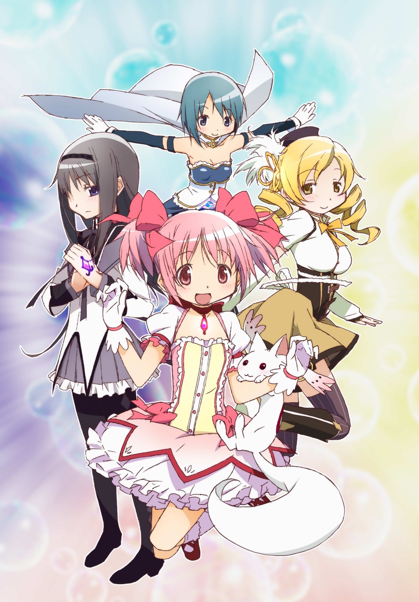 akemi homura, kaname madoka, miki sayaka, tomoe mami, and kyubey (mahou shoujo madoka magica)