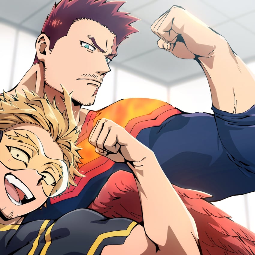 endeavor and hawks (boku no hero academia) drawn by wakana_kuraguchi