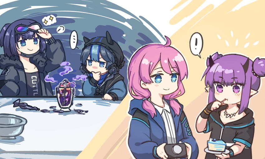 blue poison, lava, glaucus, and andreana (arknights) drawn by mabing