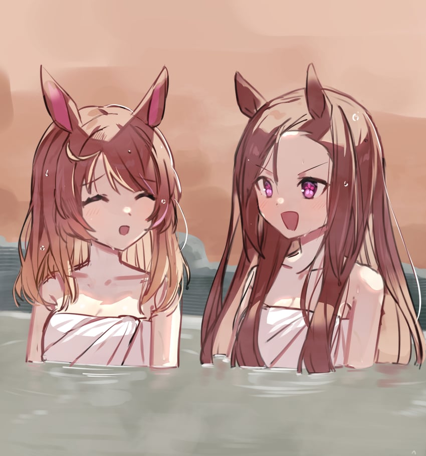 sakura bakushin o and north flight (umamusume) drawn by ehogari