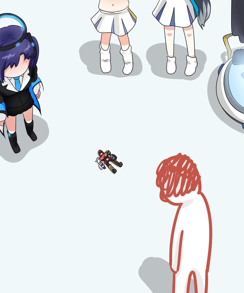 sensei, yuuka, doodle sensei, hibiki, kotori, and 1 more (blue archive) drawn by c/h