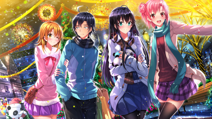 yukinoshita yukino, yuigahama yui, isshiki iroha, and hikigaya hachiman (yahari ore no seishun lovecome wa machigatteiru.) drawn by swordsouls