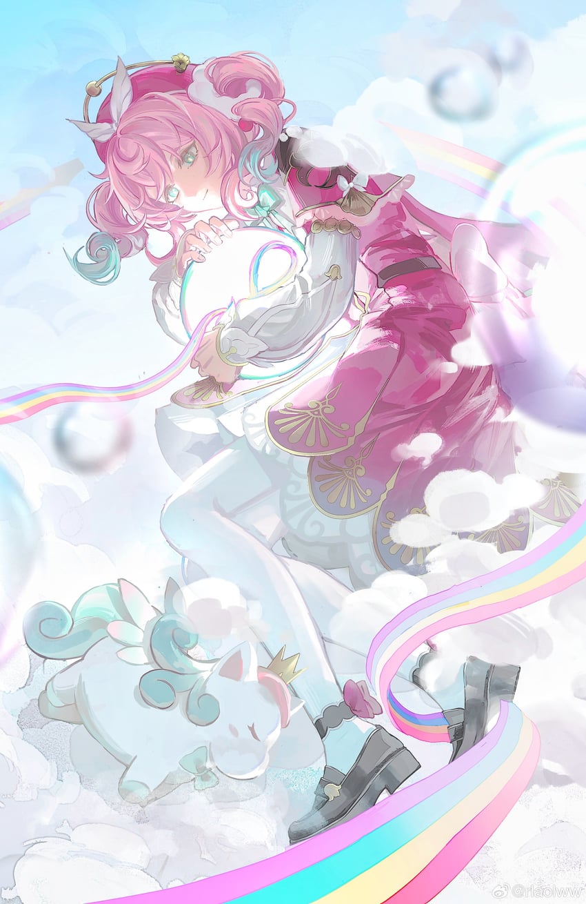hyacine and little ica (honkai and 1 more) drawn by qinglan1044