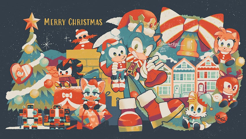 sonic the hedgehog, shadow the hedgehog, amy rose, rouge the bat, knuckles the echidna, and 5 more (sonic and 1 more) drawn by noto_(noterkgk)