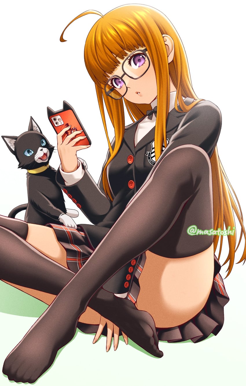 sakura futaba and morgana (persona and 1 more) drawn by masatoshi_1219