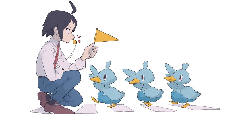 cheren and ducklett (pokemon and 1 more) drawn by mimura_(nnnnnnnnmoo)