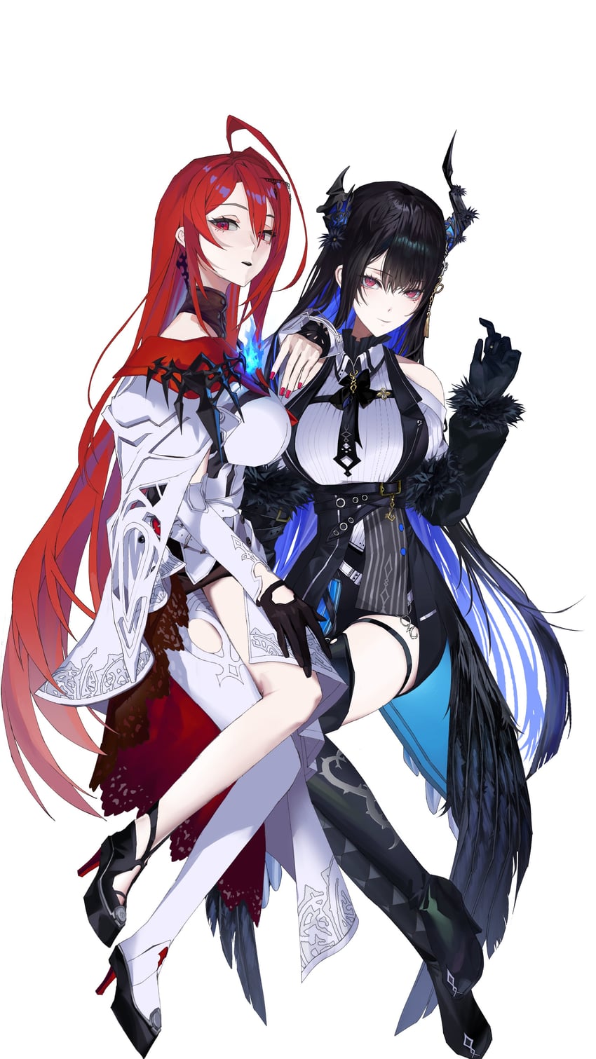 nerissa ravencroft and elizabeth rose bloodflame (hololive and 1 more) drawn by thekaiyip