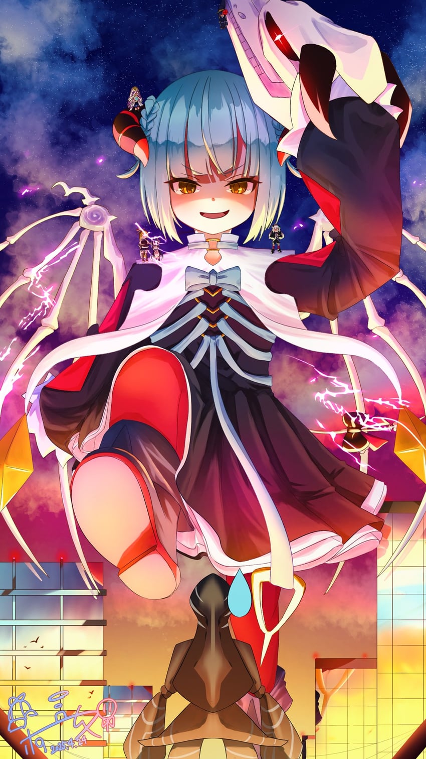 satsuki mari, kanzaki adelheid, yamawaki bon ivar, bungo yayoi, tenne miko, and 1 more (heaven burns red) drawn by holmes_hvbn
