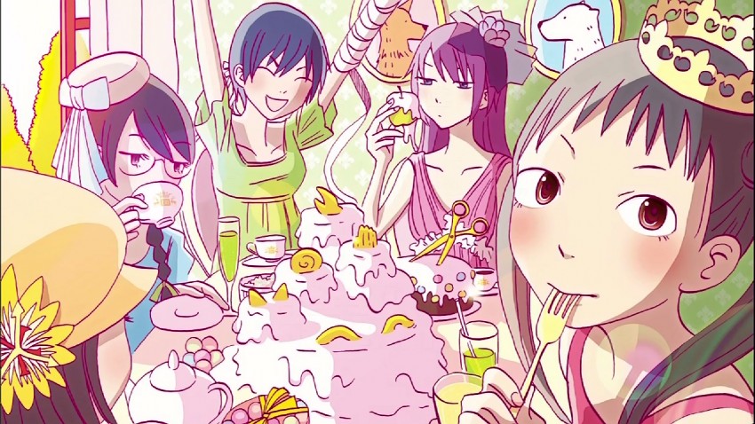 senjougahara hitagi, hanekawa tsubasa, sengoku nadeko, hachikuji mayoi, and kanbaru suruga (monogatari and 2 more) drawn by erisawa_seiko