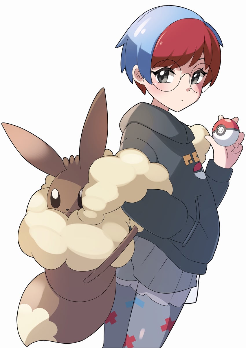eevee and penny (pokemon and 1 more) drawn by miyama_(yakinikusushi_the_royal)
