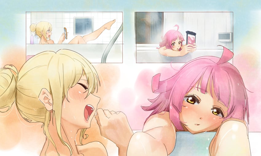 tennoji rina and miyashita ai (love live! and 1 more) drawn by moshi_(0364p)