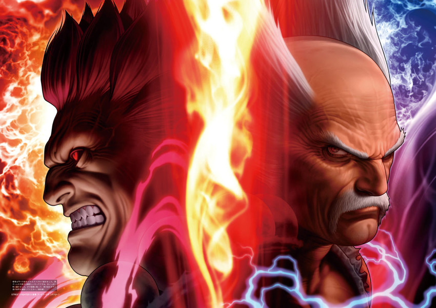 akuma and mishima heihachi (street fighter and 2 more) drawn by mori_toshiaki