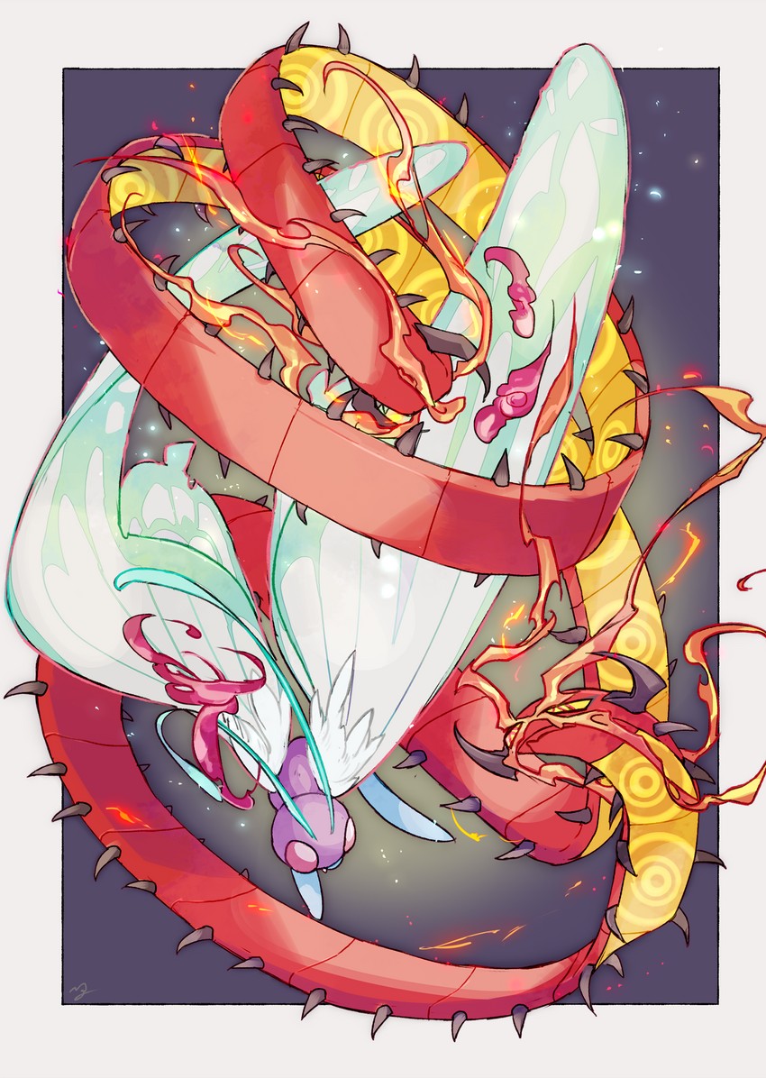 butterfree, centiskorch, gigantamax centiskorch, and gigantamax butterfree (pokemon) drawn by nigiri_(ngr24)
