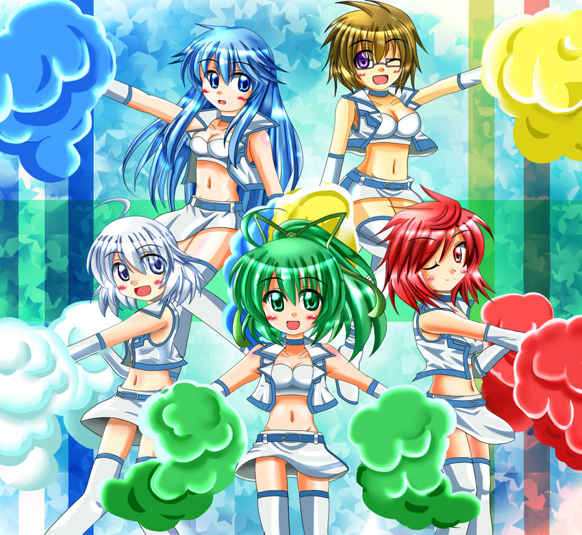 wynn, eria, hiita, wynn the wind charmer, eria the water charmer, and 5 more (yu-gi-oh!) drawn by kazamidori_(sleeping_clock)