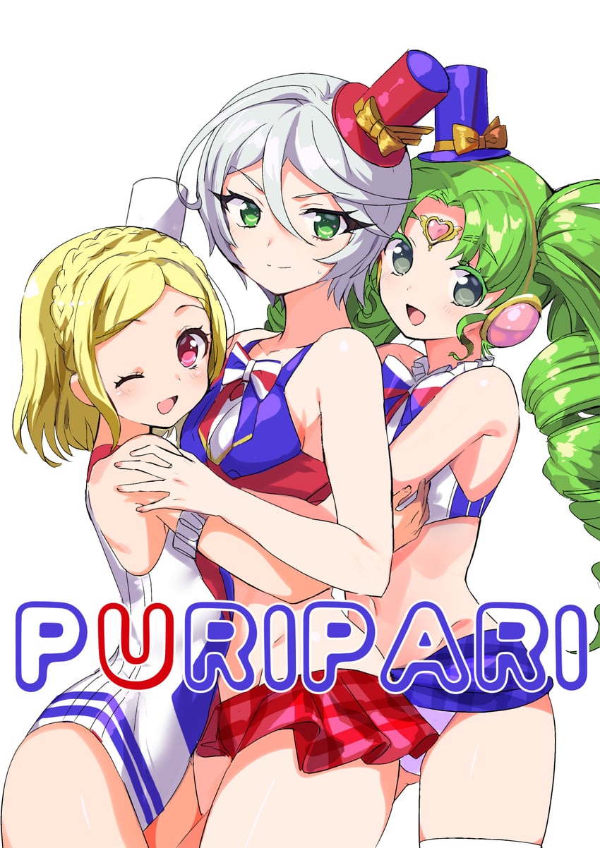 falulu, shikyoin hibiki, and midorikaze fuwari (pretty series and 1 more) drawn by konbu_wakame