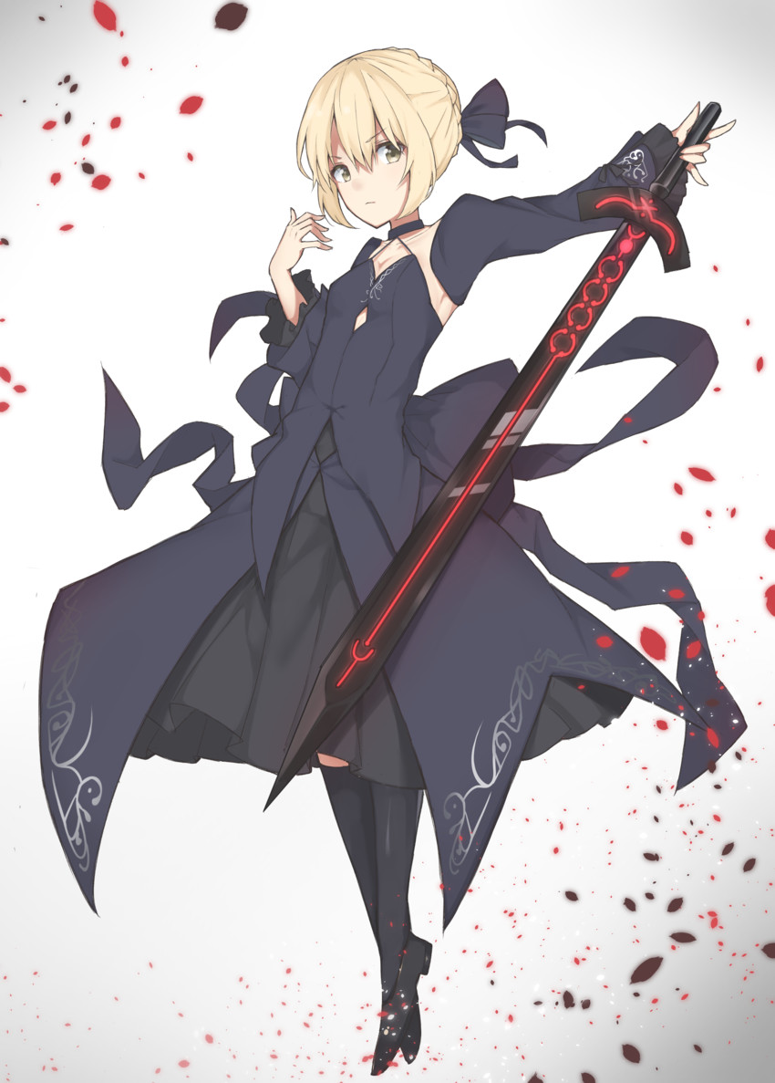 artoria pendragon and saber alter (fate and 1 more) drawn by emushake
