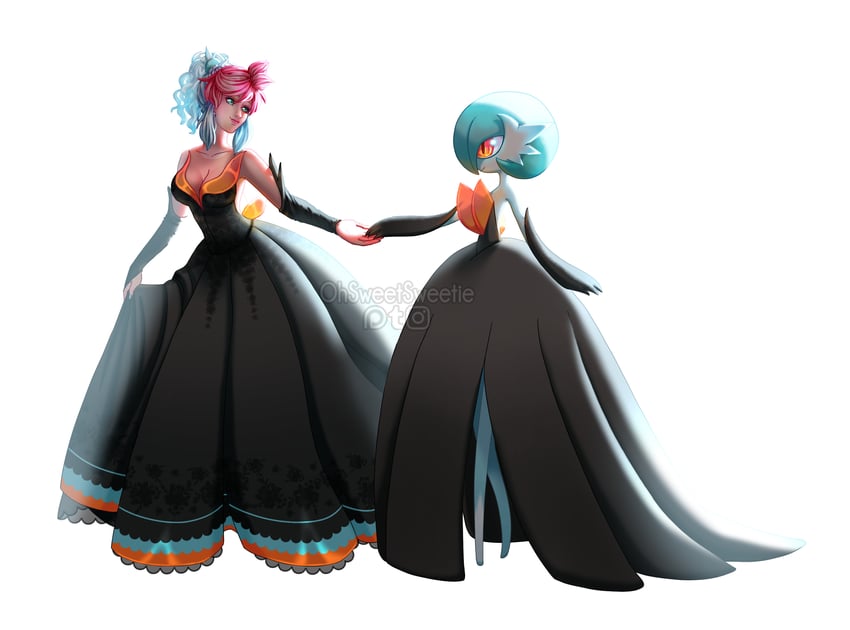 gardevoir and mega gardevoir (pokemon) drawn by ohsweetsweetie
