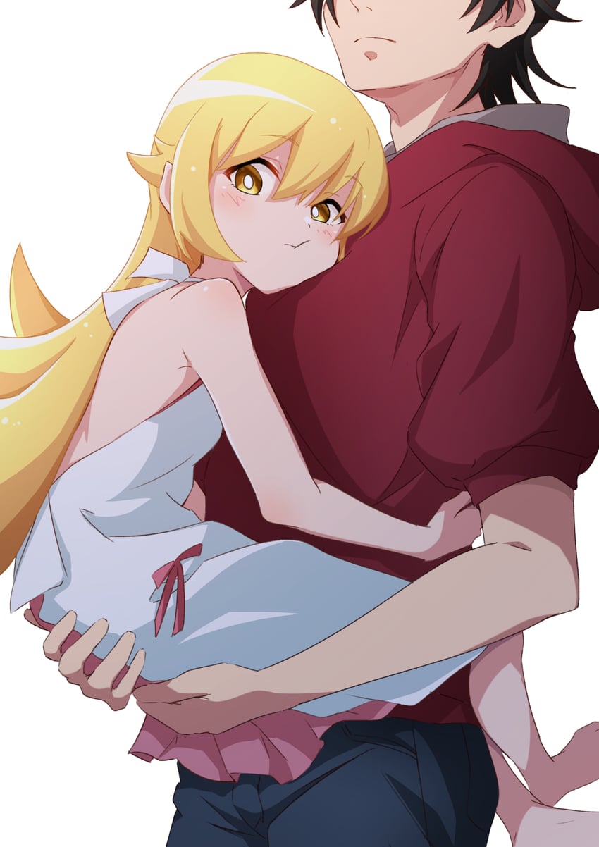 oshino shinobu and araragi koyomi (monogatari and 1 more) drawn by nishizuki_shino