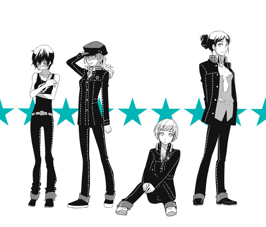 shirogane naoto, satonaka chie, kujikawa rise, and amagi yukiko (persona and 1 more) drawn by tawashi_(star0619)