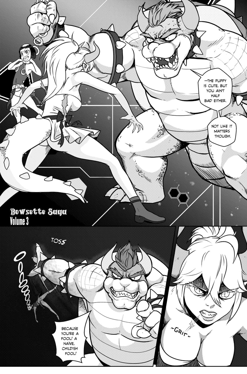 bowsette, bowser, and princess chain chomp (mario and 1 more) drawn by tony_kuusisto