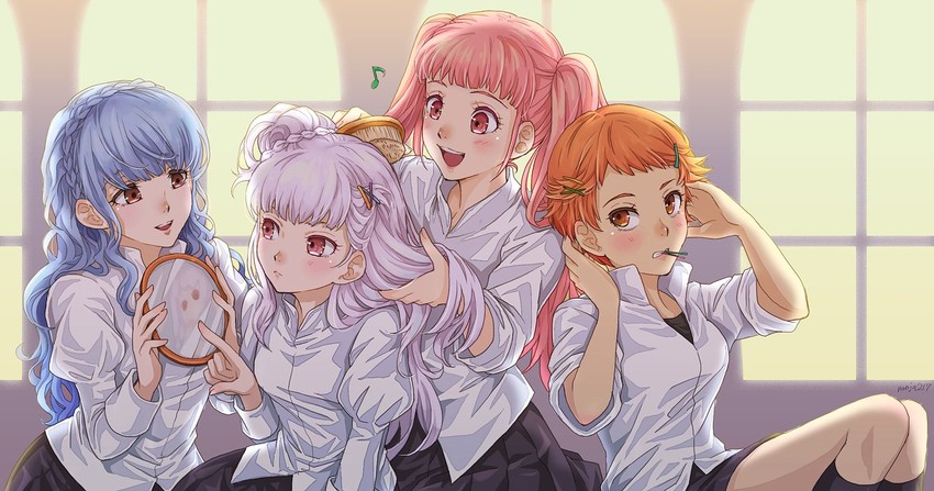 hilda valentine goneril, lysithea von ordelia, marianne von edmund, and leonie pinelli (fire emblem and 1 more) drawn by mojakkoro